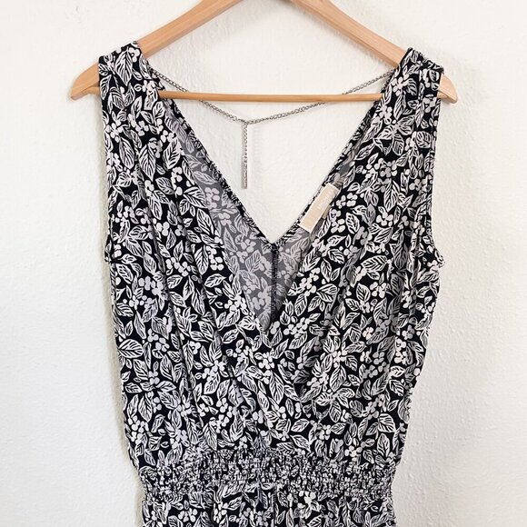 Michael Kors high rise smocked waist shorts romper black white floral size S - Picture 3 of 9